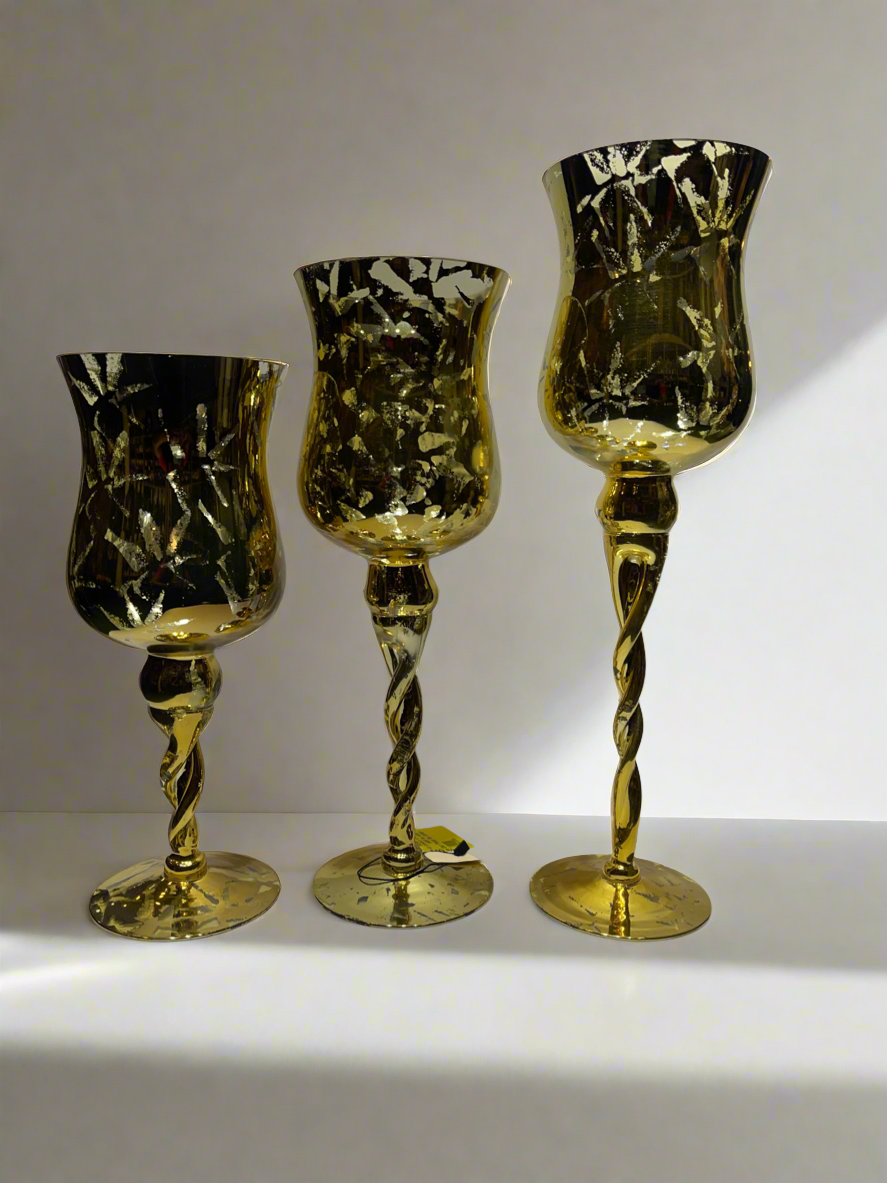 Candle Stand 3Pc Golden