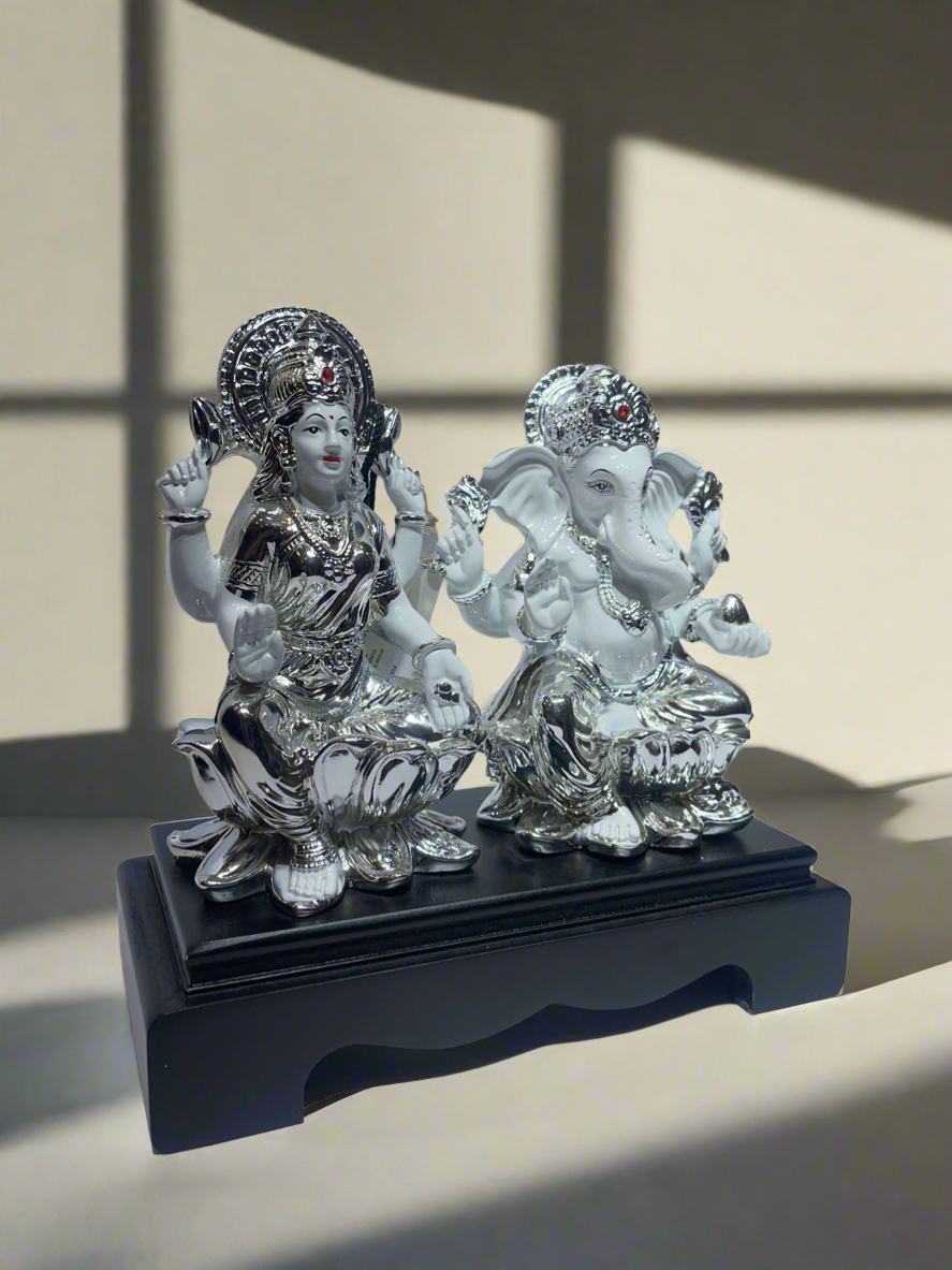 Laxmi Ganesh White and Silver