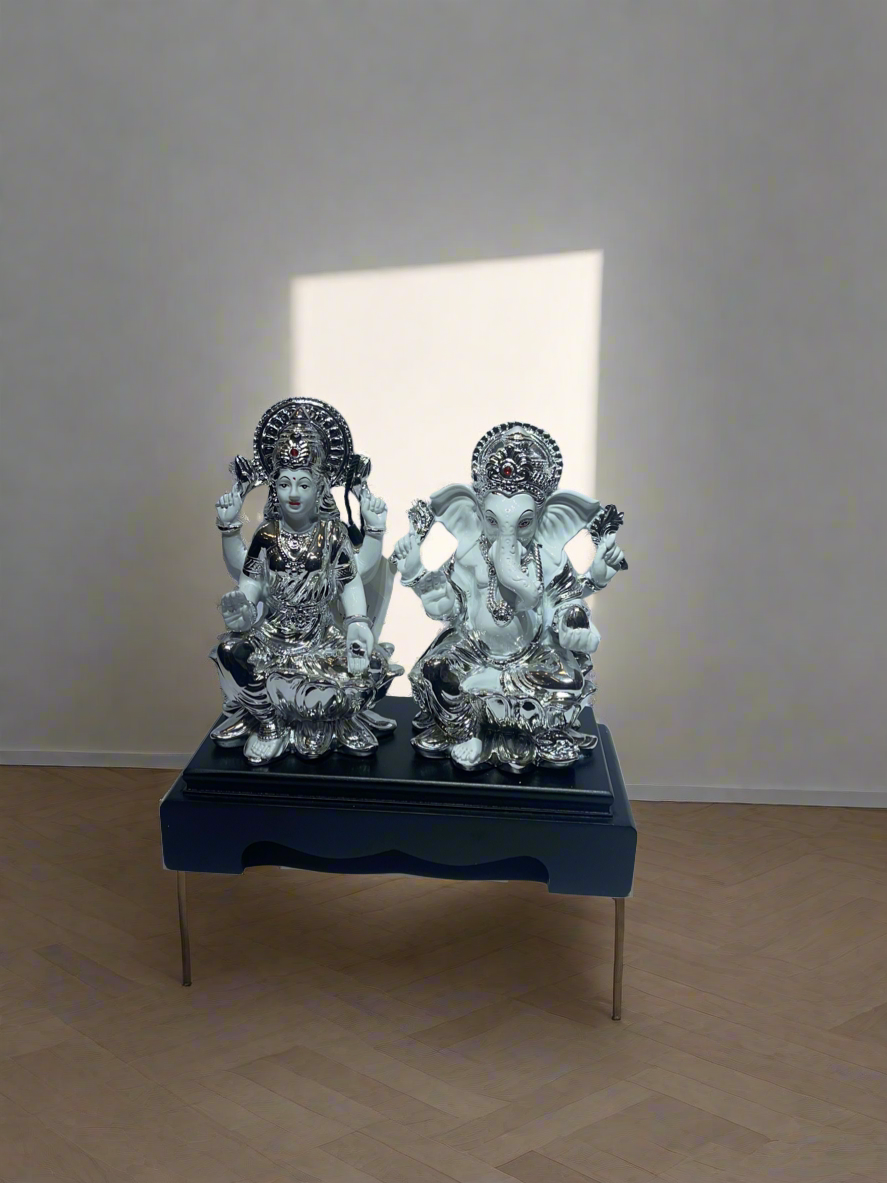Laxmi Ganesh White and Silver