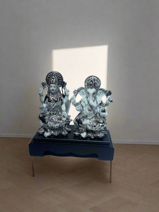Laxmi Ganesh White and Silver