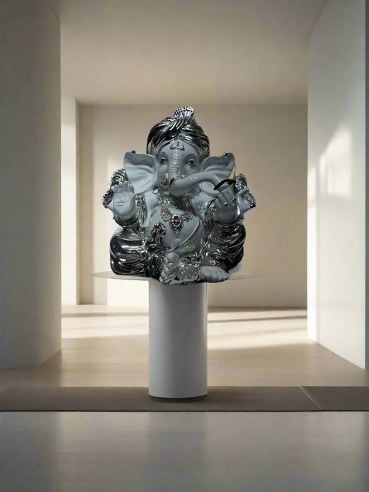 Ganesh Ji White and Silver ￼