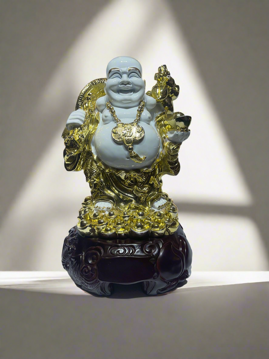 Laughing Buddha White and Gold