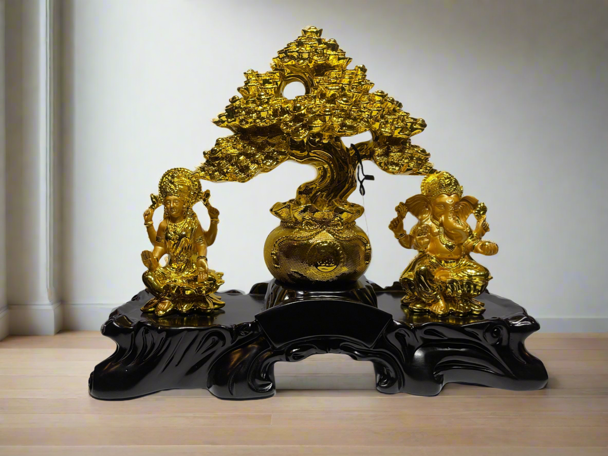 Laxmi Ganesh With Tree Golden