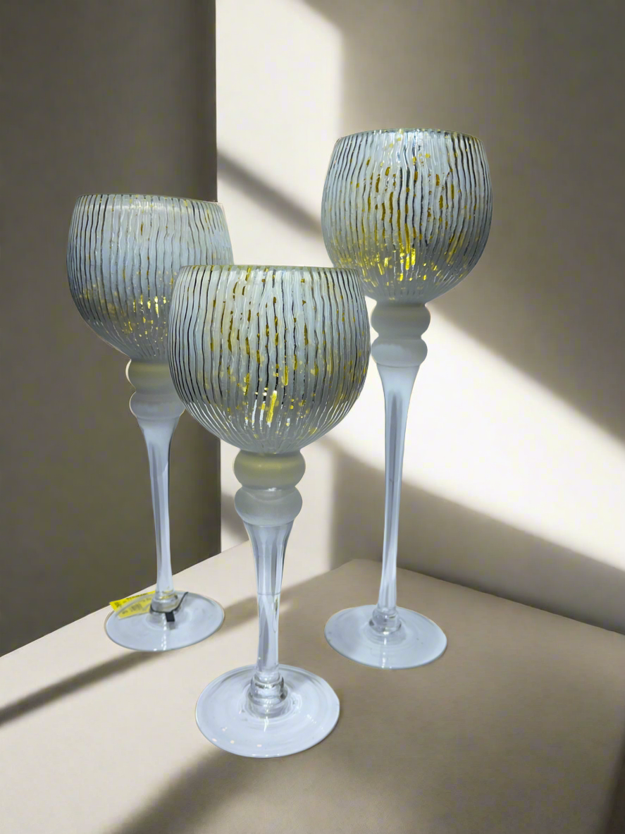 Candle Stand 3pc White, and Gold