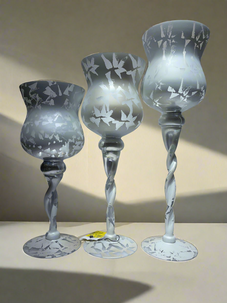 Candle Stand 3Pc White and Grey ￼