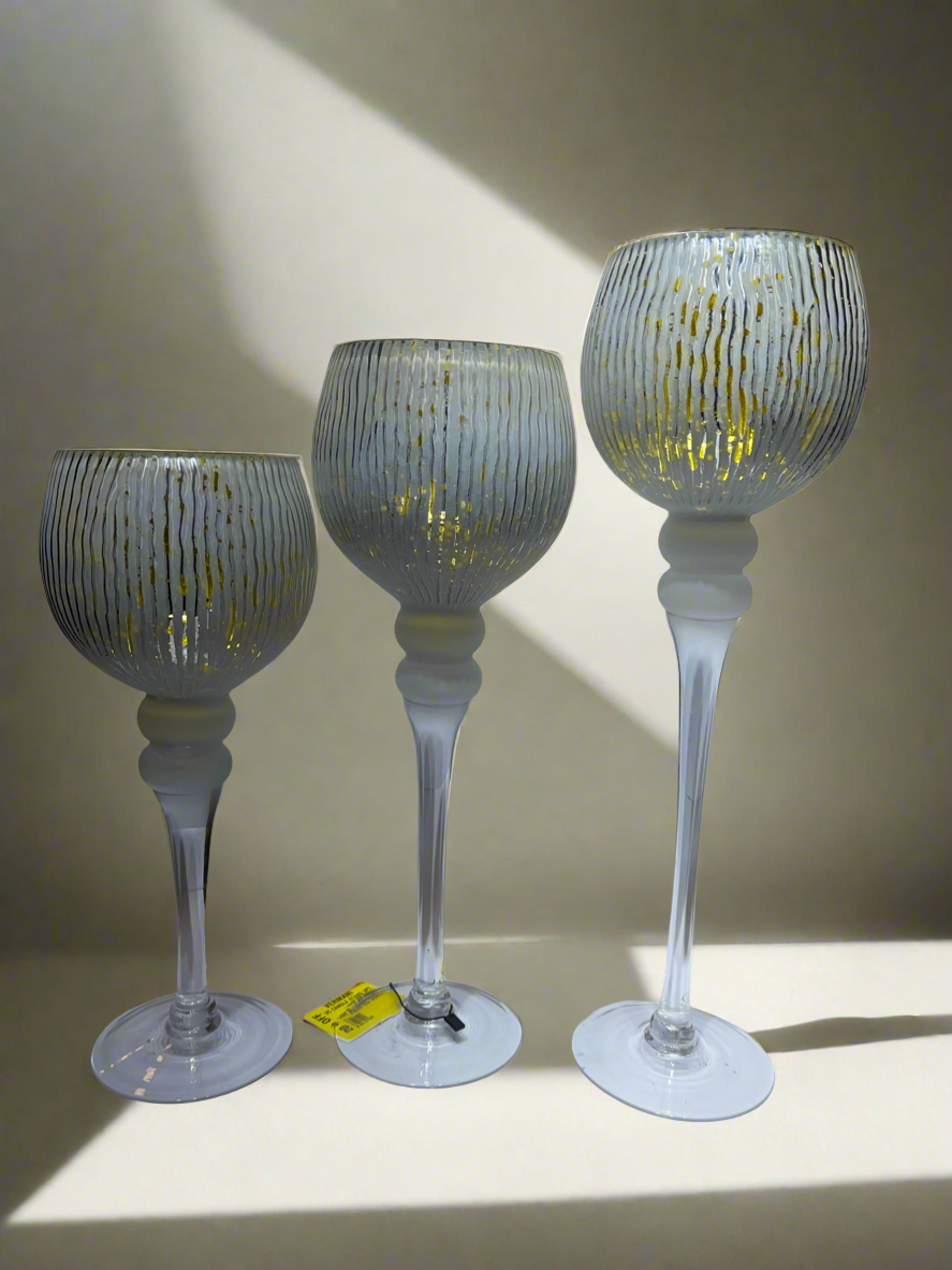 Candle Stand 3pc White, and Gold