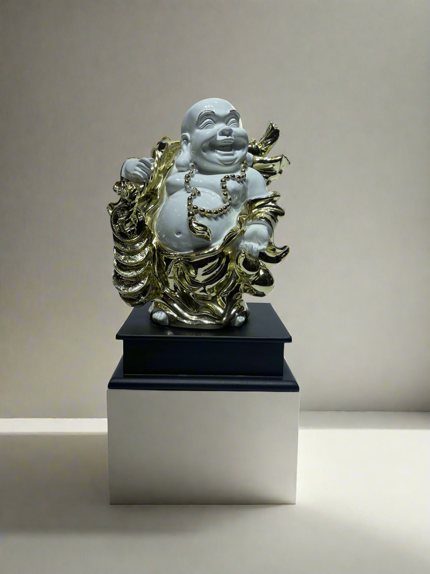 Laughing Buddha White and Gold