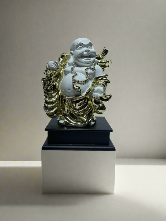 Laughing Buddha White and Gold