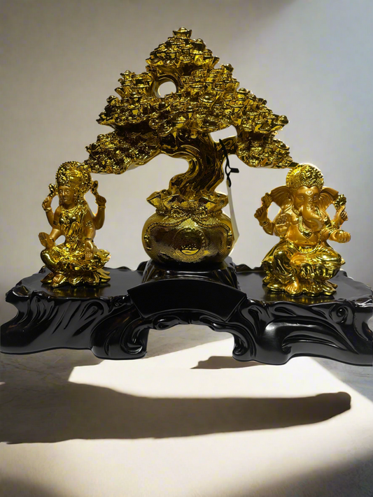 Laxmi Ganesh With Tree Golden