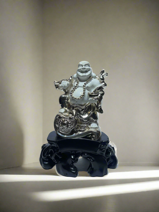 Laughing Buddha, White and Gold Rose