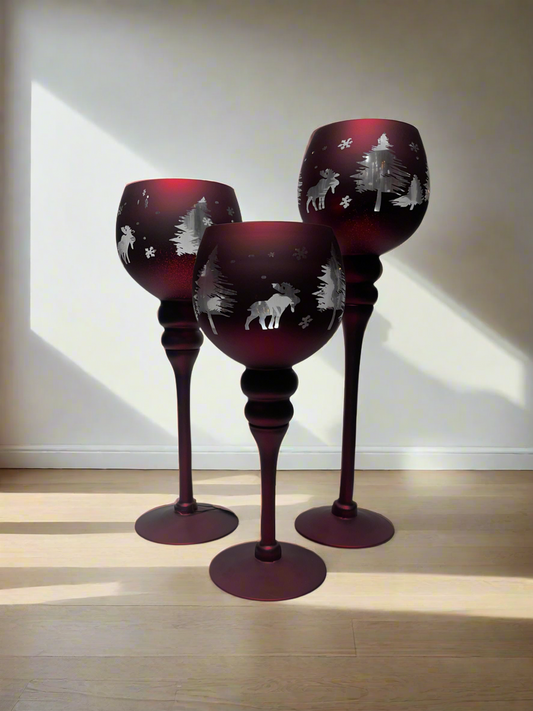Candle Stand 3Pc wine shade￼