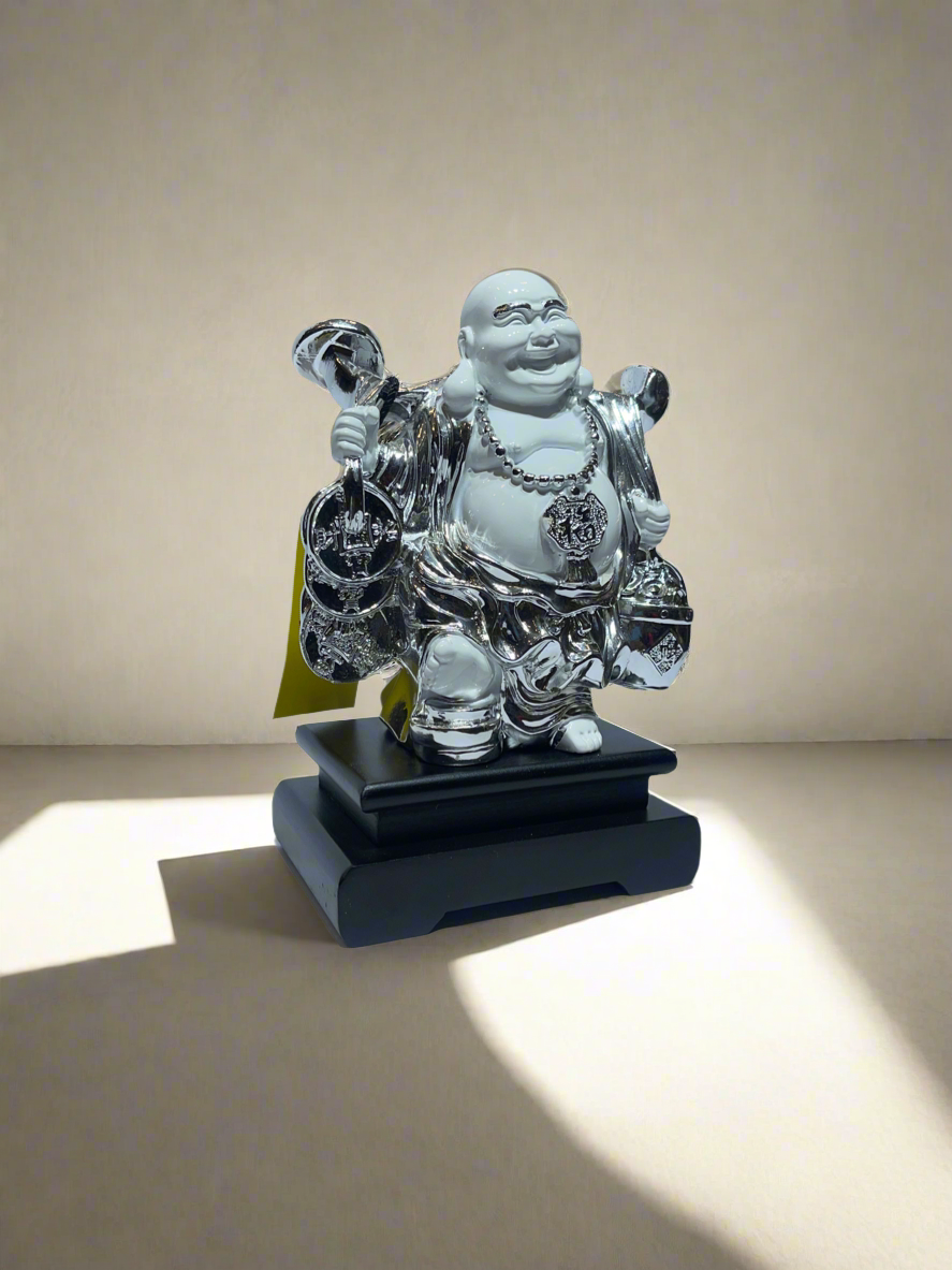 Laughing Buddha, white and Gold