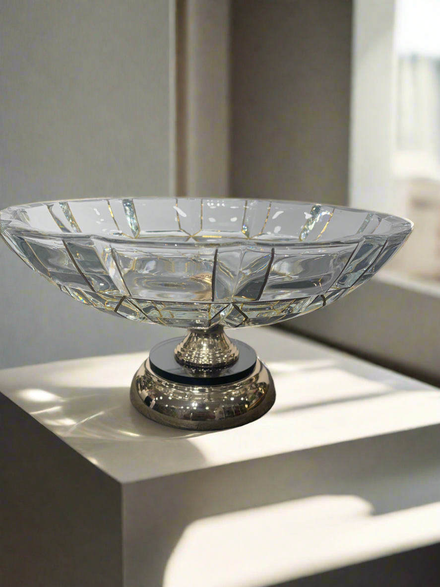 Glass Bowl clear with golden lines