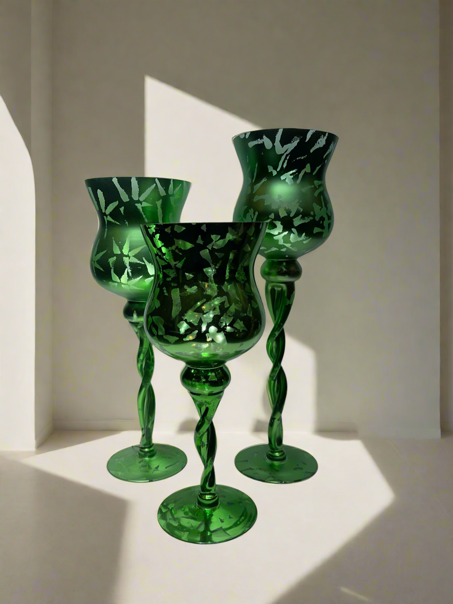 Candle Stand 3Pc Green ￼