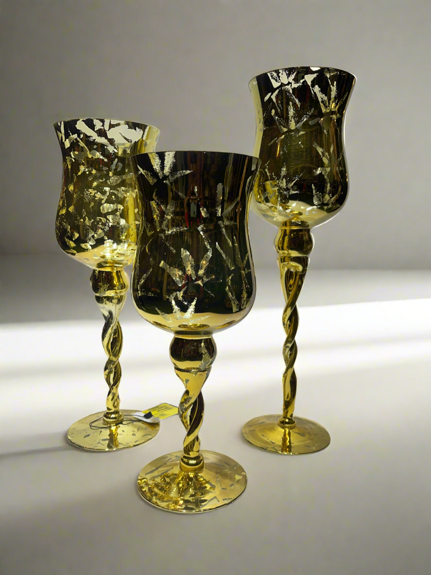 Candle Stand 3Pc Golden
