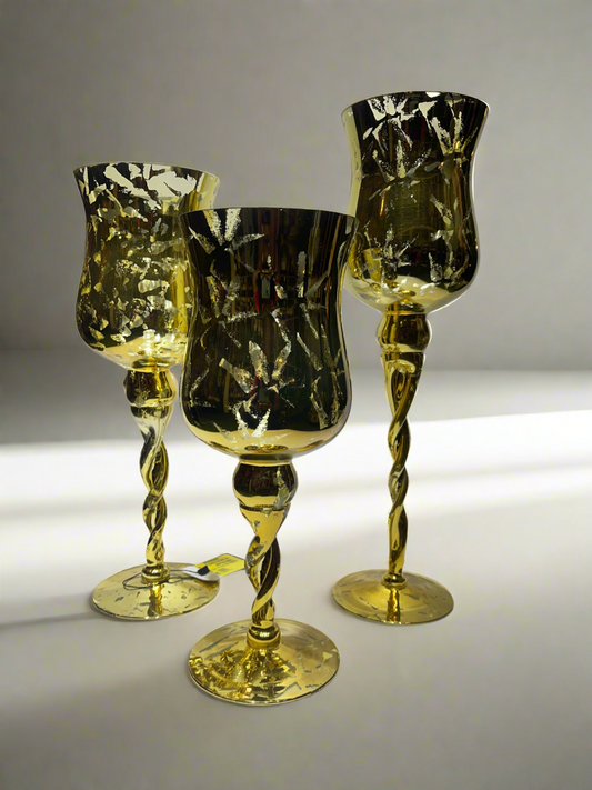 Candle Stand 3Pc Golden