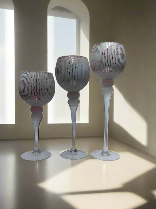 Candle Stand 3pc White and Red￼