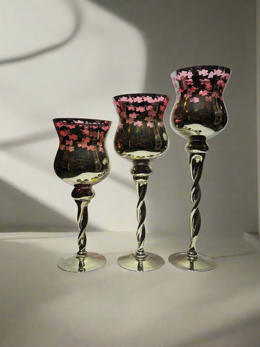 Candle Stand 3P Red and Gold ￼