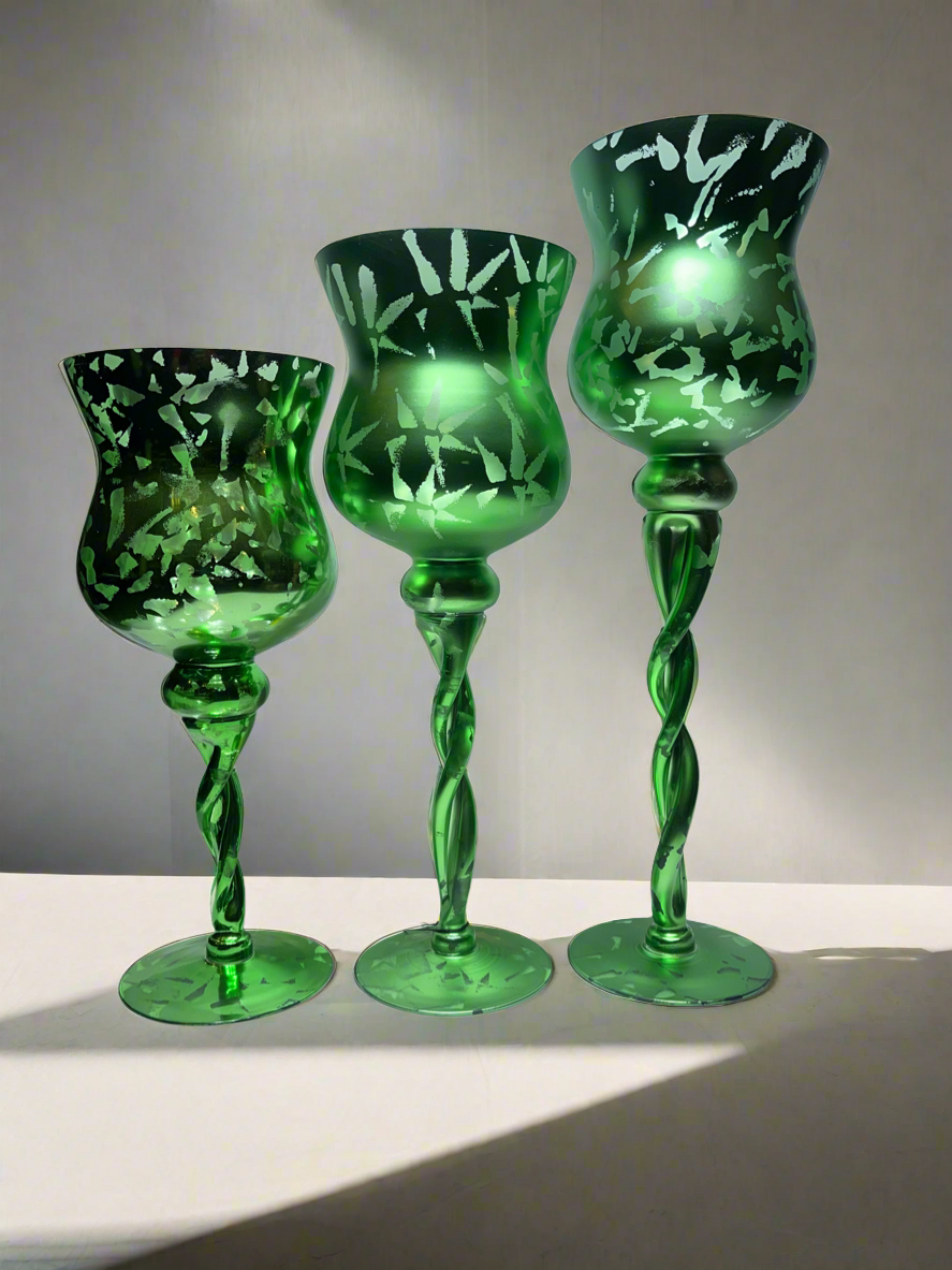 Candle Stand 3Pc Green ￼
