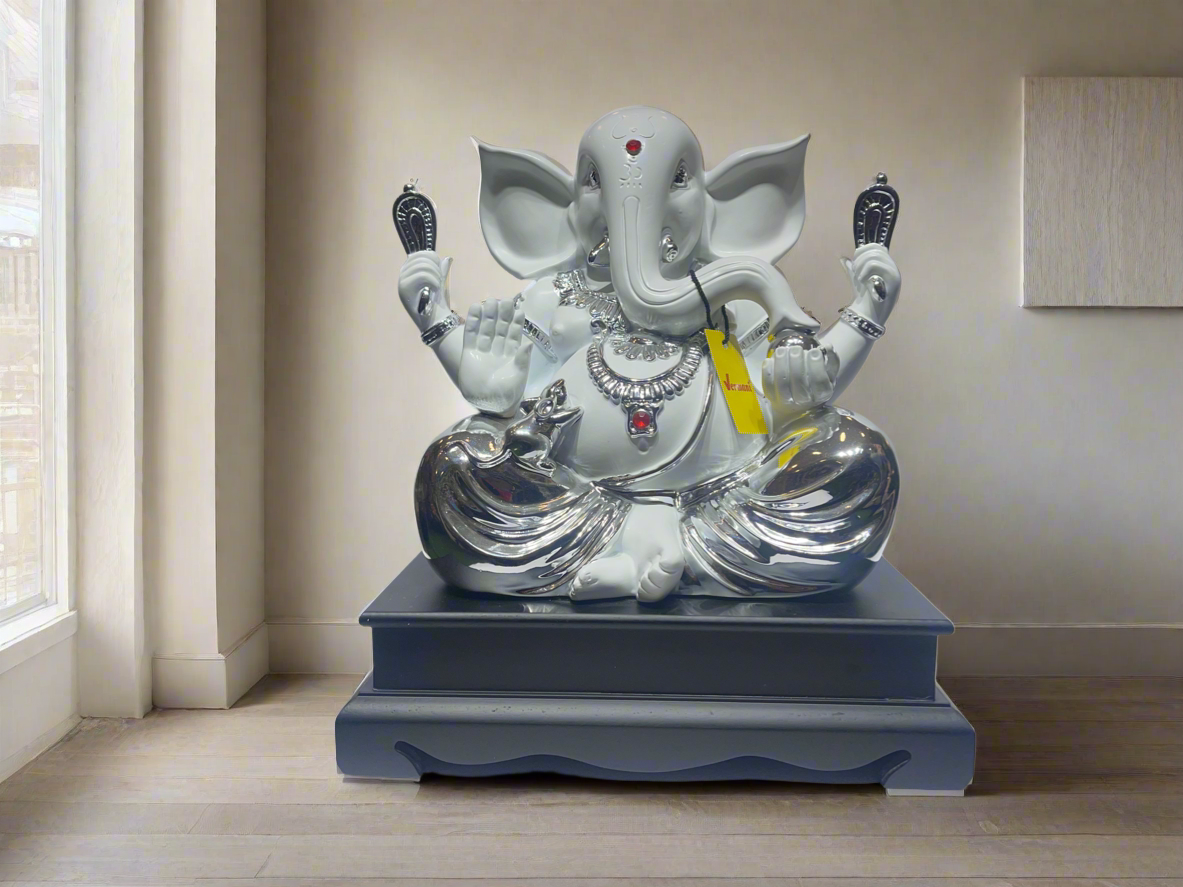 Ganesh Ji White and Silver ￼